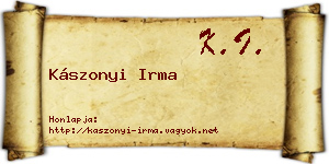 Kászonyi Irma névjegykártya